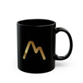 Black Ceramic Mug with Gold Mountain Logo – Elegant 11oz & 15oz Coffee Cup