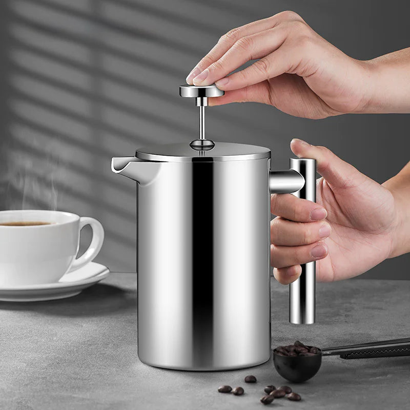 Stainless Steel Double-Layer French Press Coffee Pot