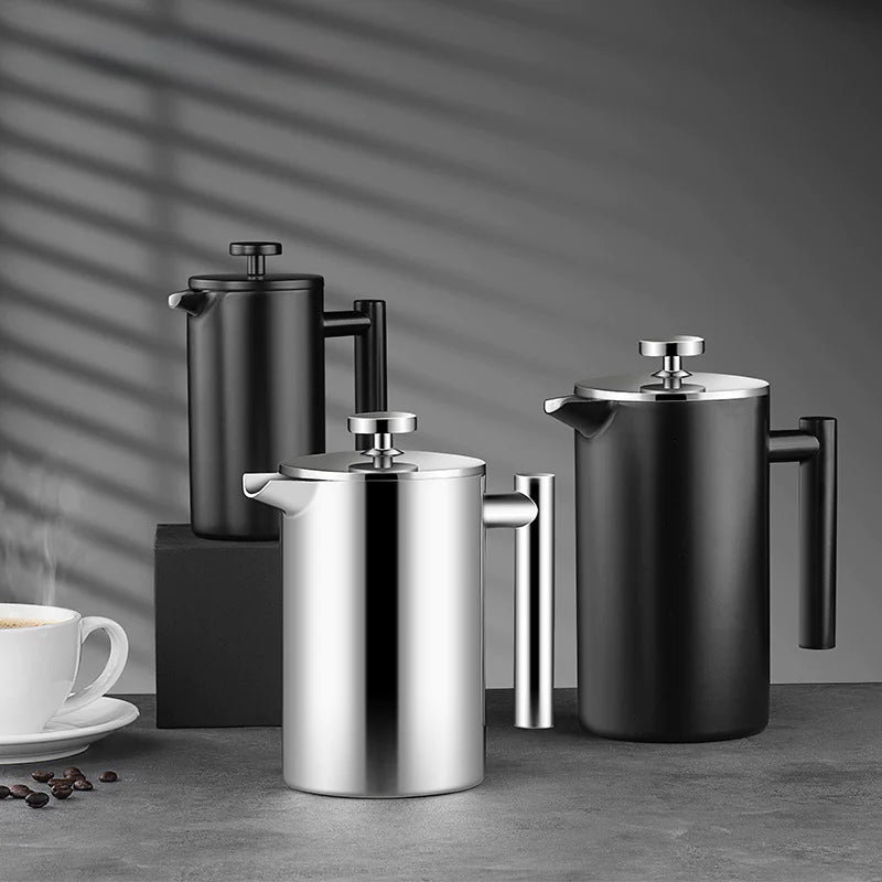 Stainless Steel Double-Layer French Press Coffee Pot