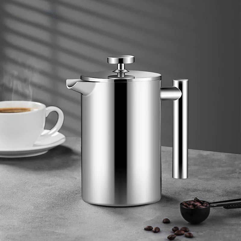 Stainless Steel Double-Layer French Press Coffee Pot