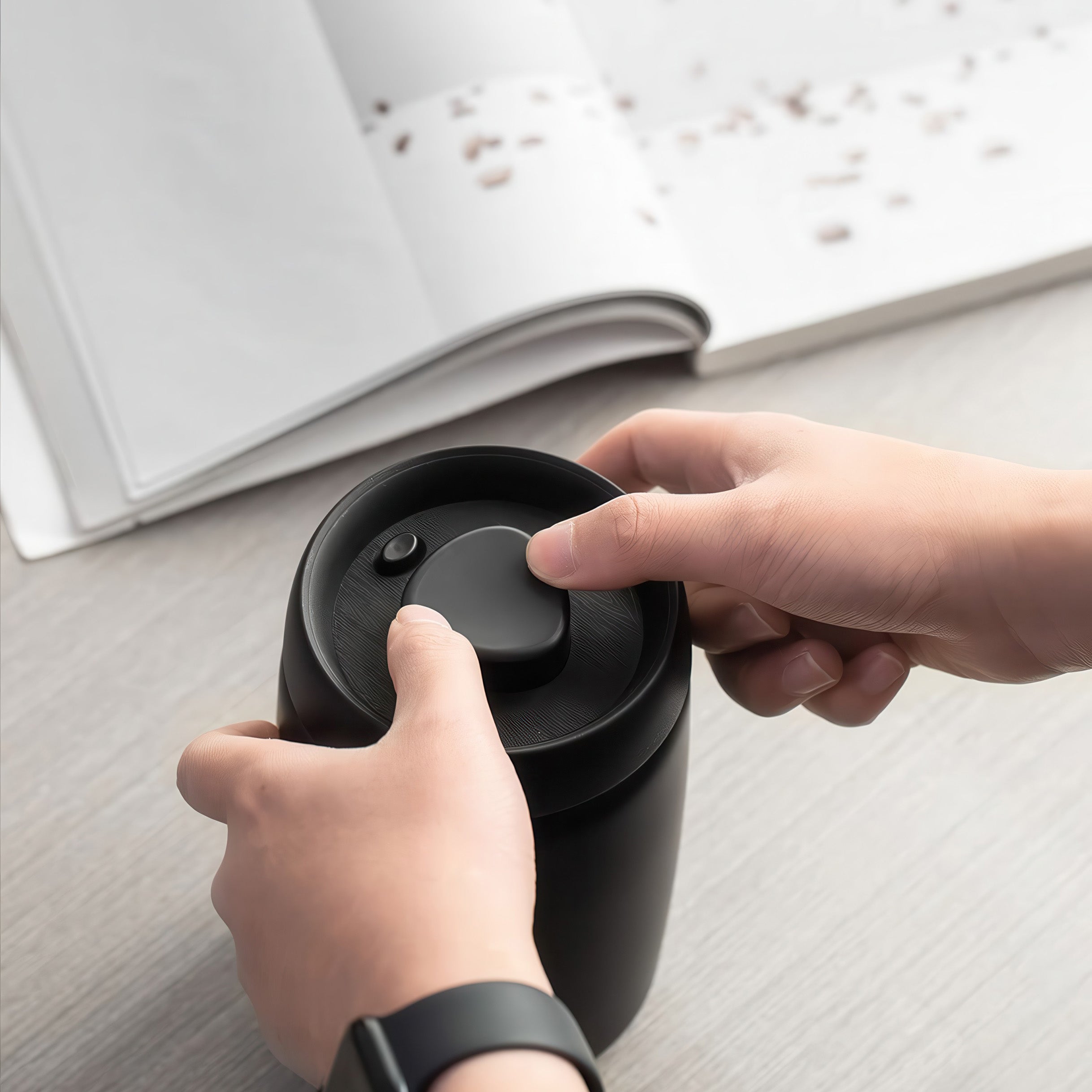 Black Coffee Bean Storage Canister