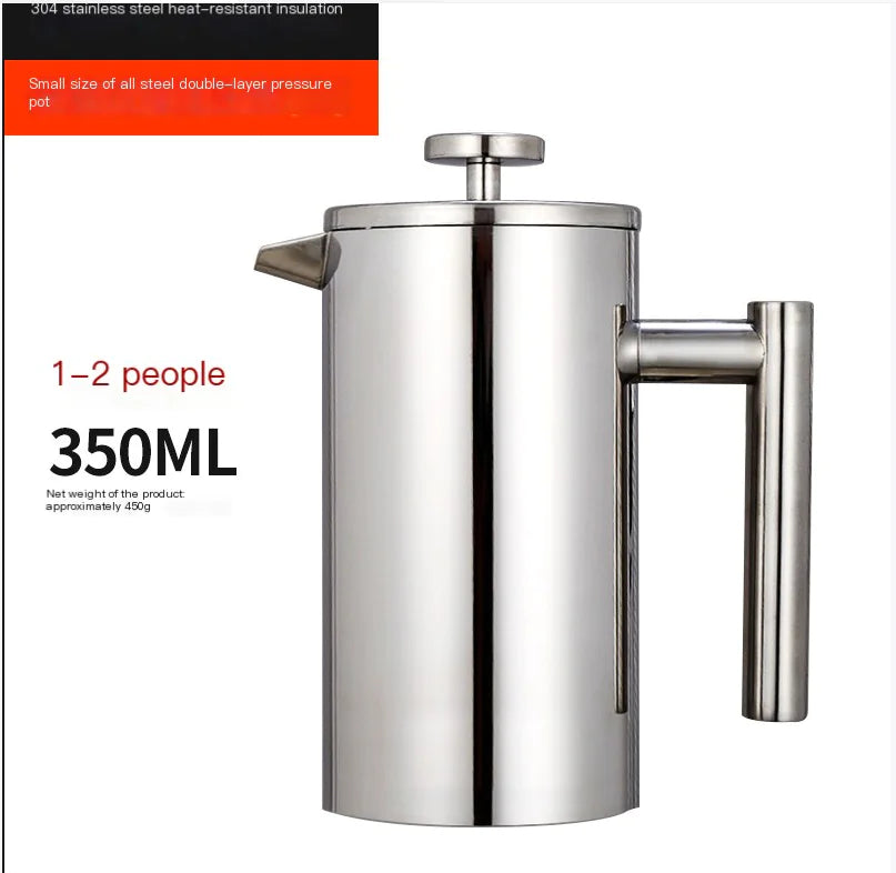 Stainless Steel Double-Layer French Press Coffee Pot